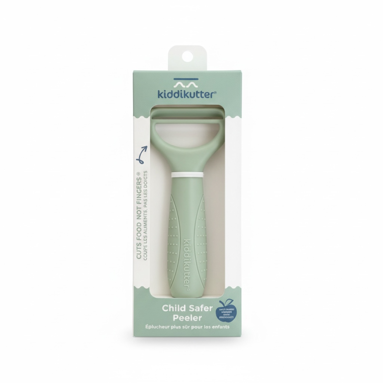 Kiddikutter Child Safer Peeler in retail packaging, suitable for gifting